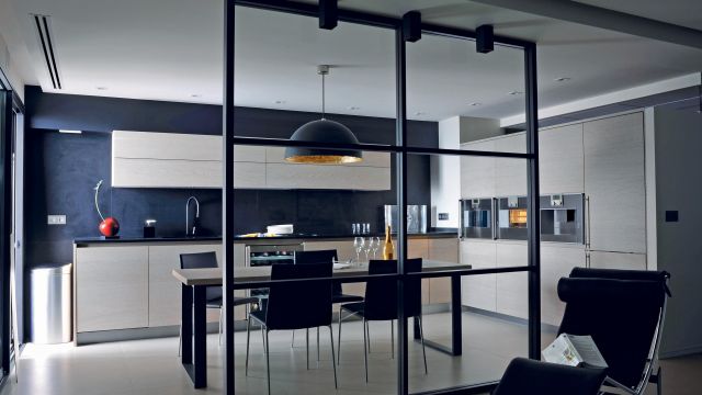 A contemporary kitchen with superb oak cabinetry