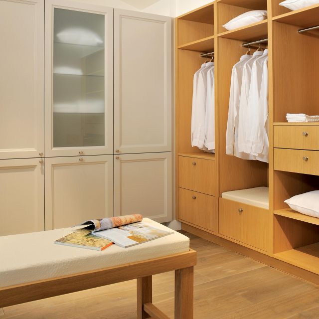 A custom-built oak wood dressing room - 1