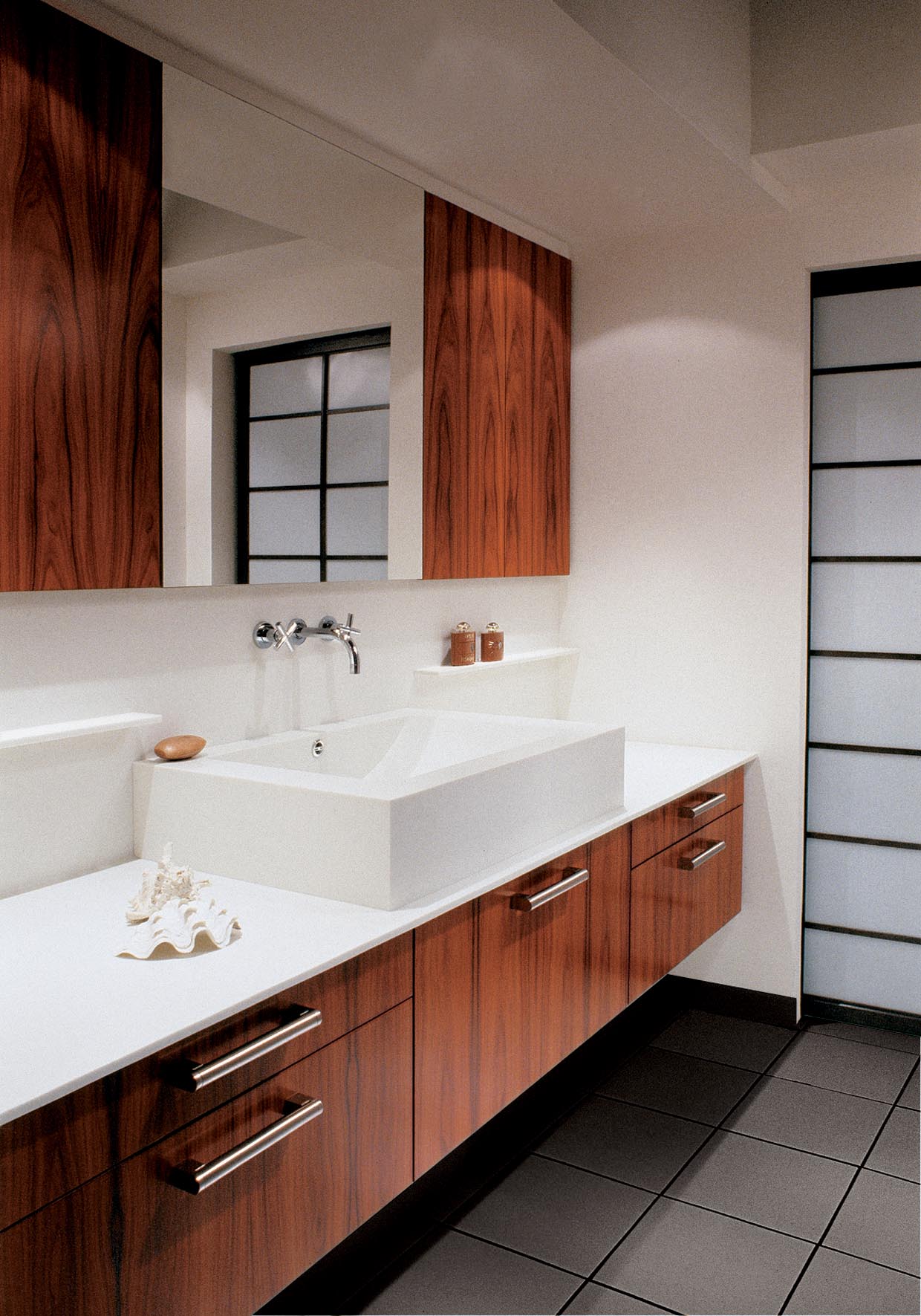 A gorgeous rosewood bathroom