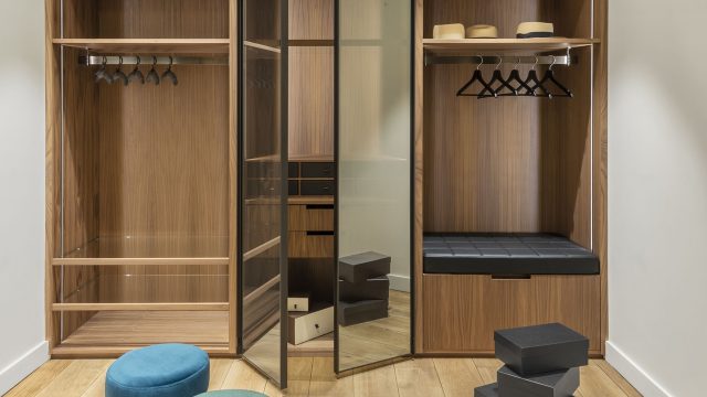 A custom-built oak wood dressing room 2